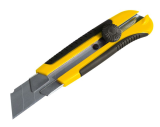 Ручной инструмент Нож технический USPEX 25мм, усиленный, с сег.лезвием, обрезин.пласт.корпус, мет.направляюща